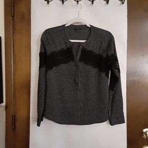 ANN TAYLOR/ DOT BLOUSE/LACE INSERTS/SP